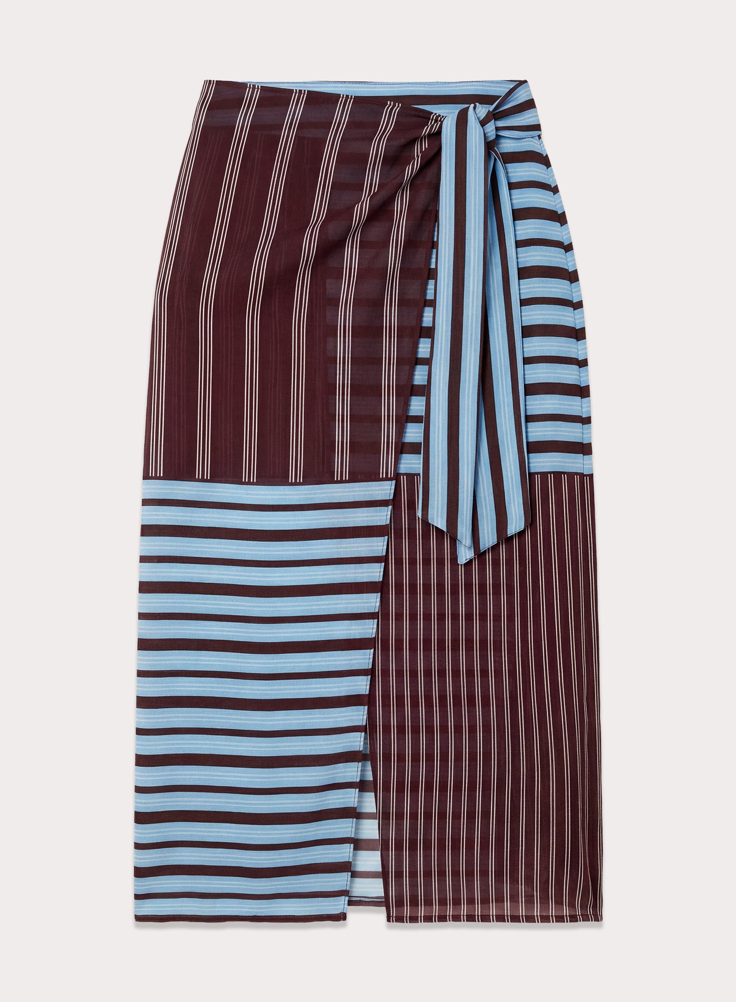 Blue And Chocolate Stripe Tie Side Sarong